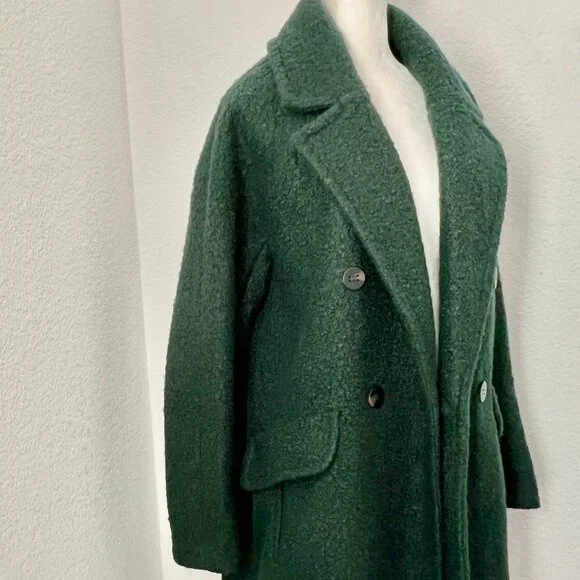 BCBGeneration Women's Double Breasted 4-Button Boucle Peacoat in Emerald Size 1x - Picture 6 of 12